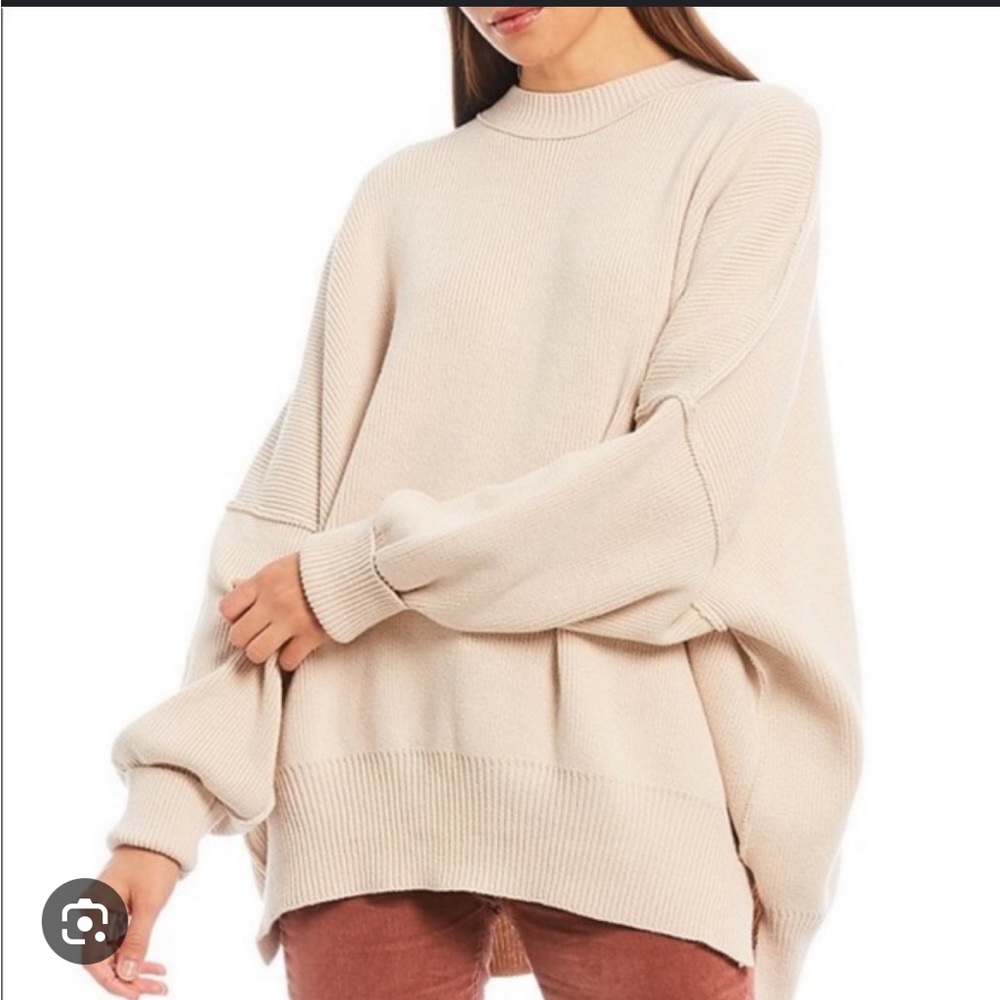 Free People Easy Street Oversized Tunic Sweater in Oat